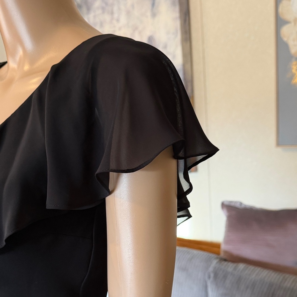 Black Ruffle-Front Women’s Dress - Picture 5 of 15